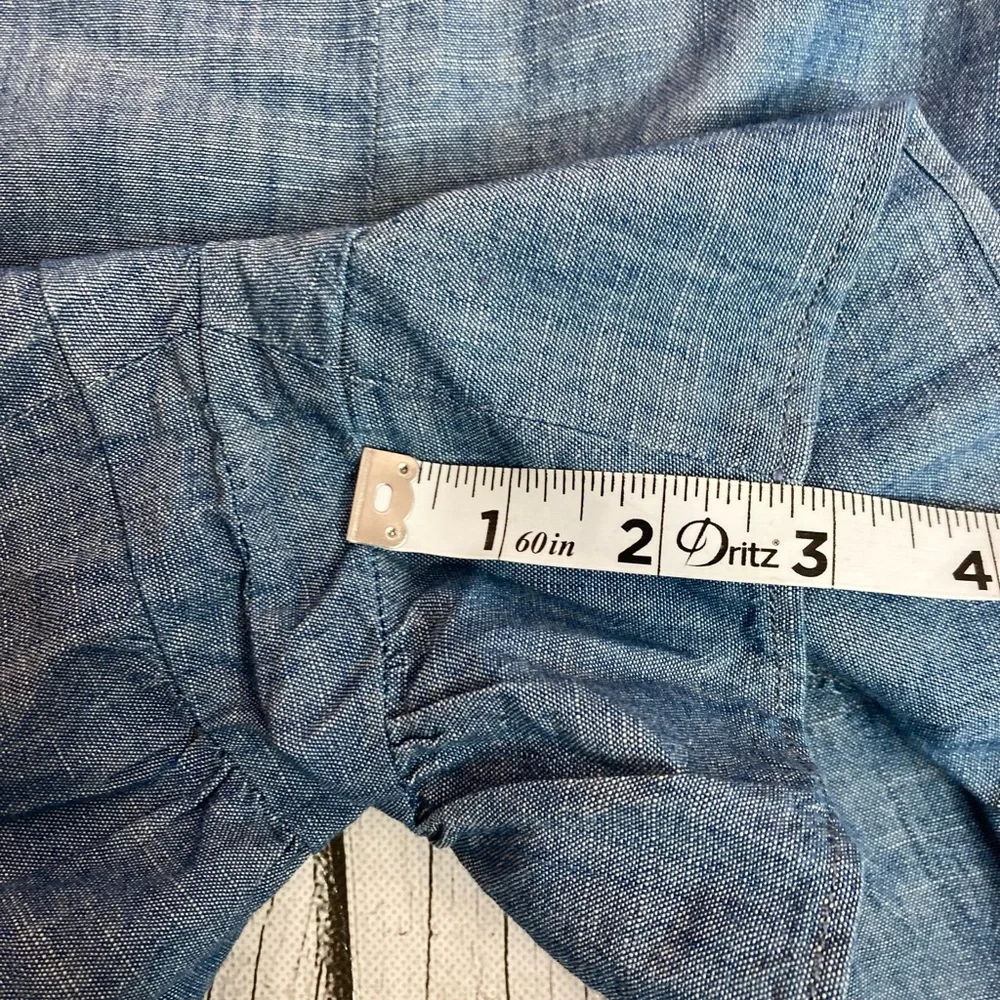 J. Crew Chambray High-Waist Ruffle-Hem Shorts in Light Blue